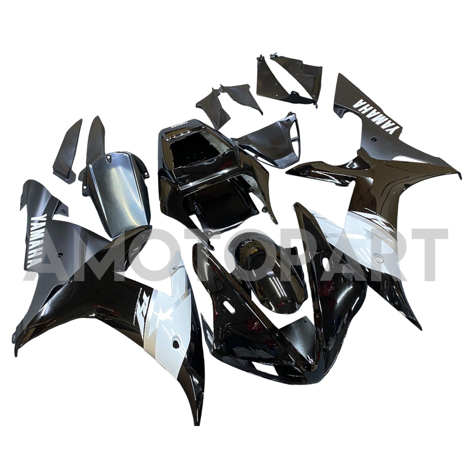 Amotopart 2002-2003 Yamaha YZF 1000 R1 Black&White Fairing Kit