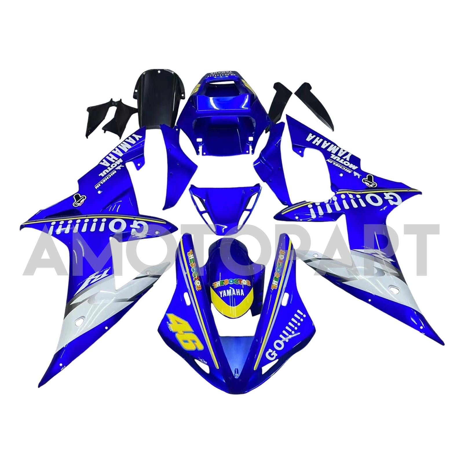 Amotopart 2002-2003 Yamaha YZF 1000 R1 Blue & White Style2 Failing Kit