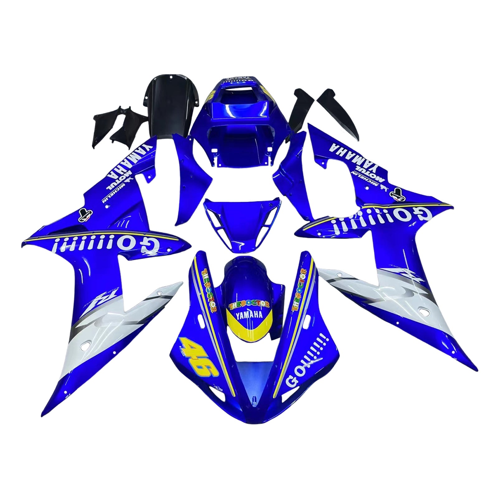 Amotopart 2002-2003 Yamaha YZF 1000 R1 Azul y Blanco Style2 Kit de carenado