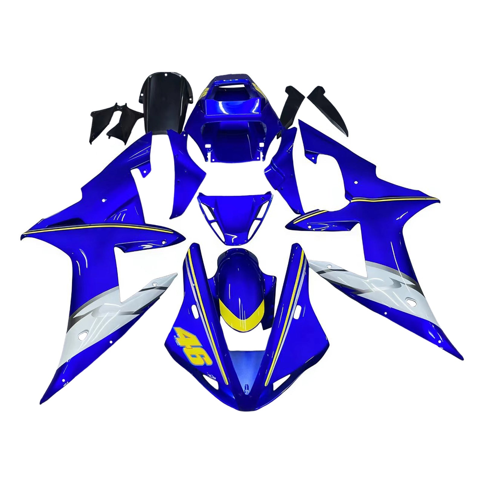 Amotopart 2002-2003 Kit carena Yamaha YZF 1000 R1 Blu&Bianco Style2