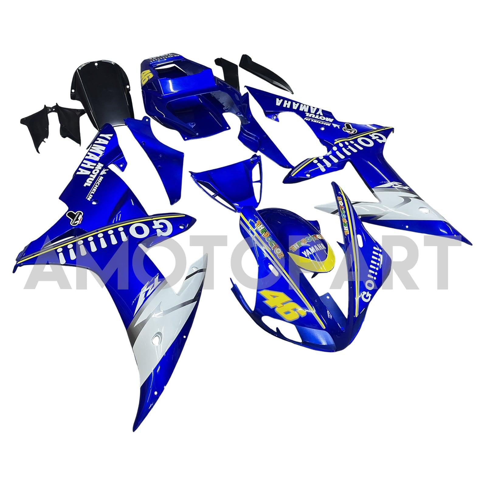 Amotopart 2002-2003 Yamaha YZF 1000 R1 Blue&White Style2 Fairing Kit