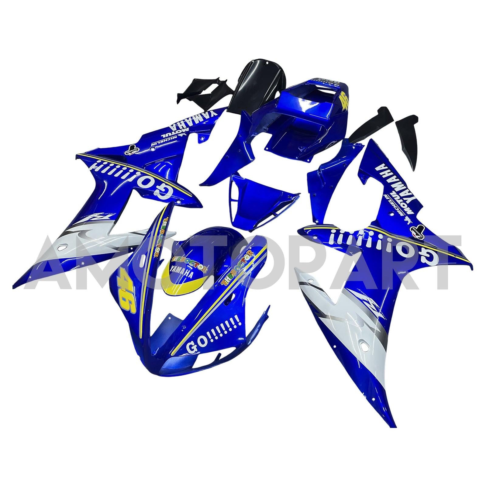 Amotopart 2002-2003 Yamaha YZF 1000 R1 Blue&White Style2 Fairing Kit
