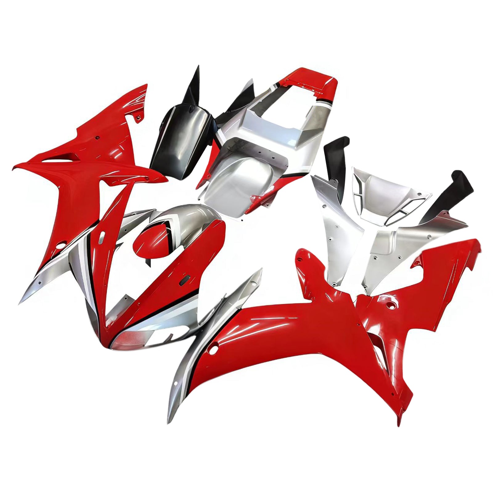 Amotopart 2002-2003 Yamaha YZF 1000 R1 Rouge&Kit de carénage argenté