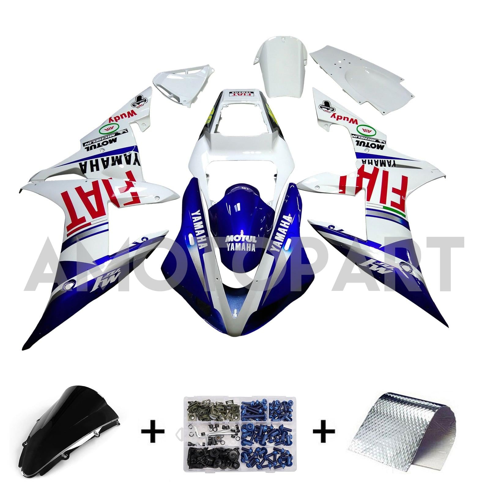 Amotopart 2002-2003 Yamaha YZF 1000 R1 Blue & White Style 1 Failing Kit