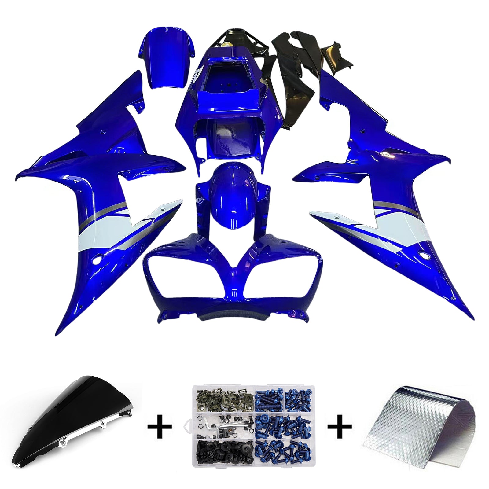 Amotopart 2002-2003 Yamaha YZF 1000 R1 Blue White Fairing Kit