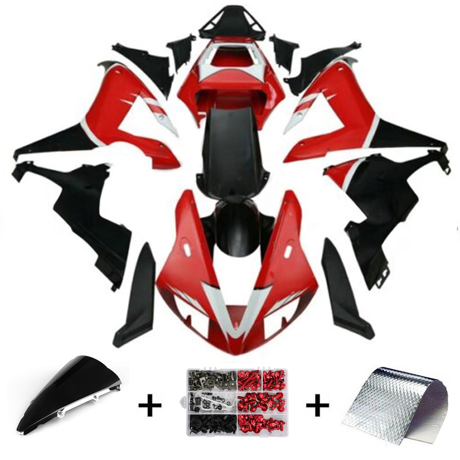 Amotopart 2002 2003 Yamaha YZF R1 Black&Red Fairing Kit