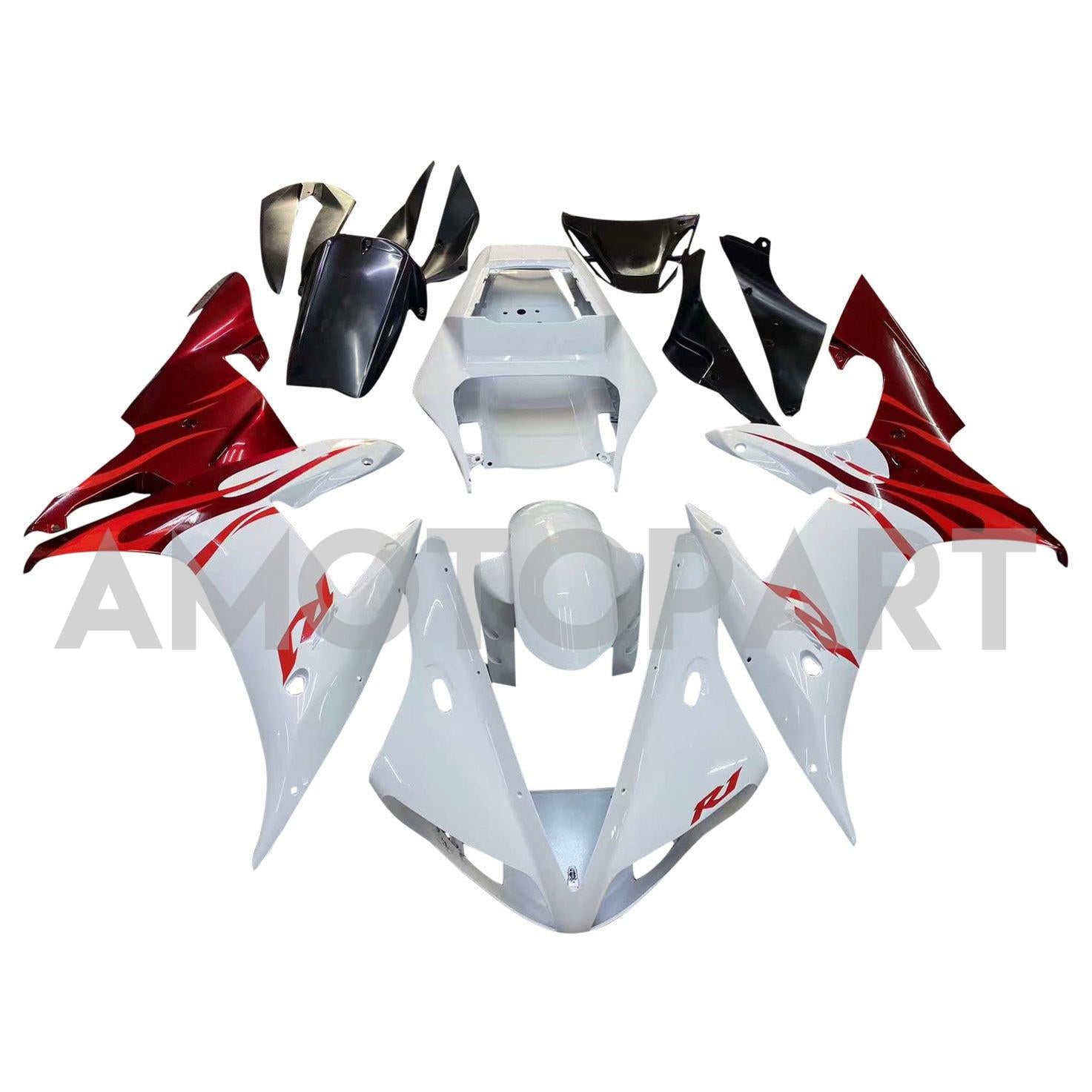Amotopart 2002-2003 Yamaha YZF-R1 White & Red Fairing Kit
