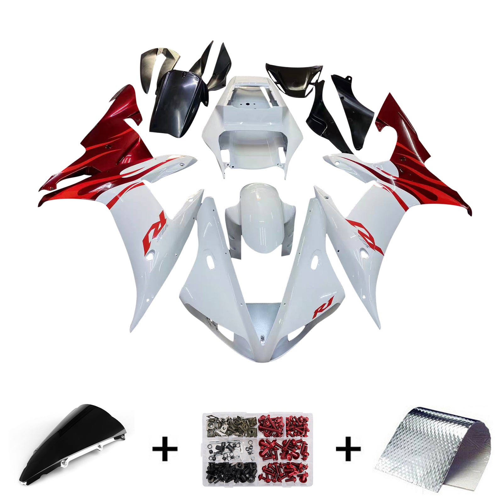 Amotopart 2002-2003 Yamaha YZF-R1 White&Red Fairing Kit