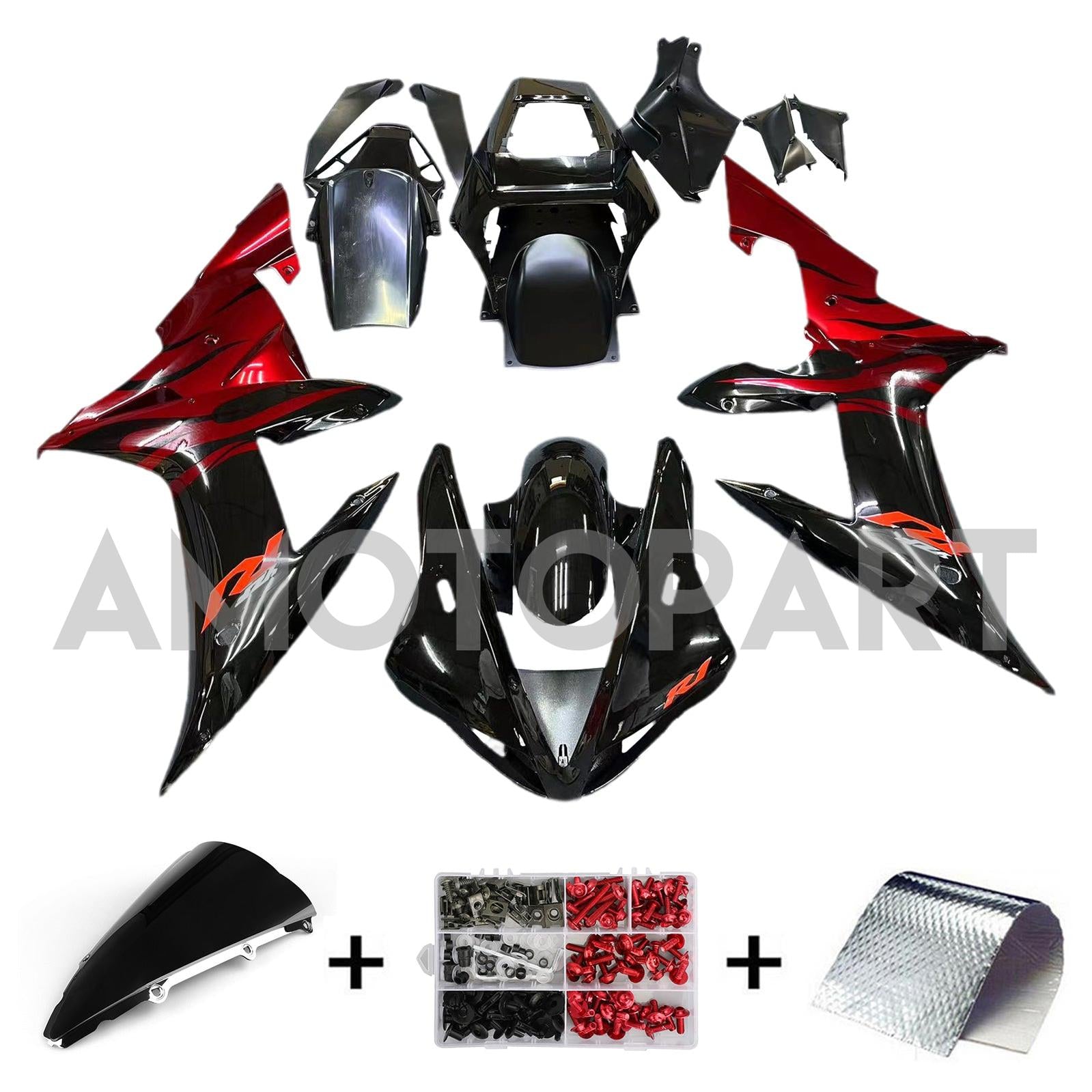 Amotopart 2002-2003 Yamaha YZF-R1 Black Fairing Kit