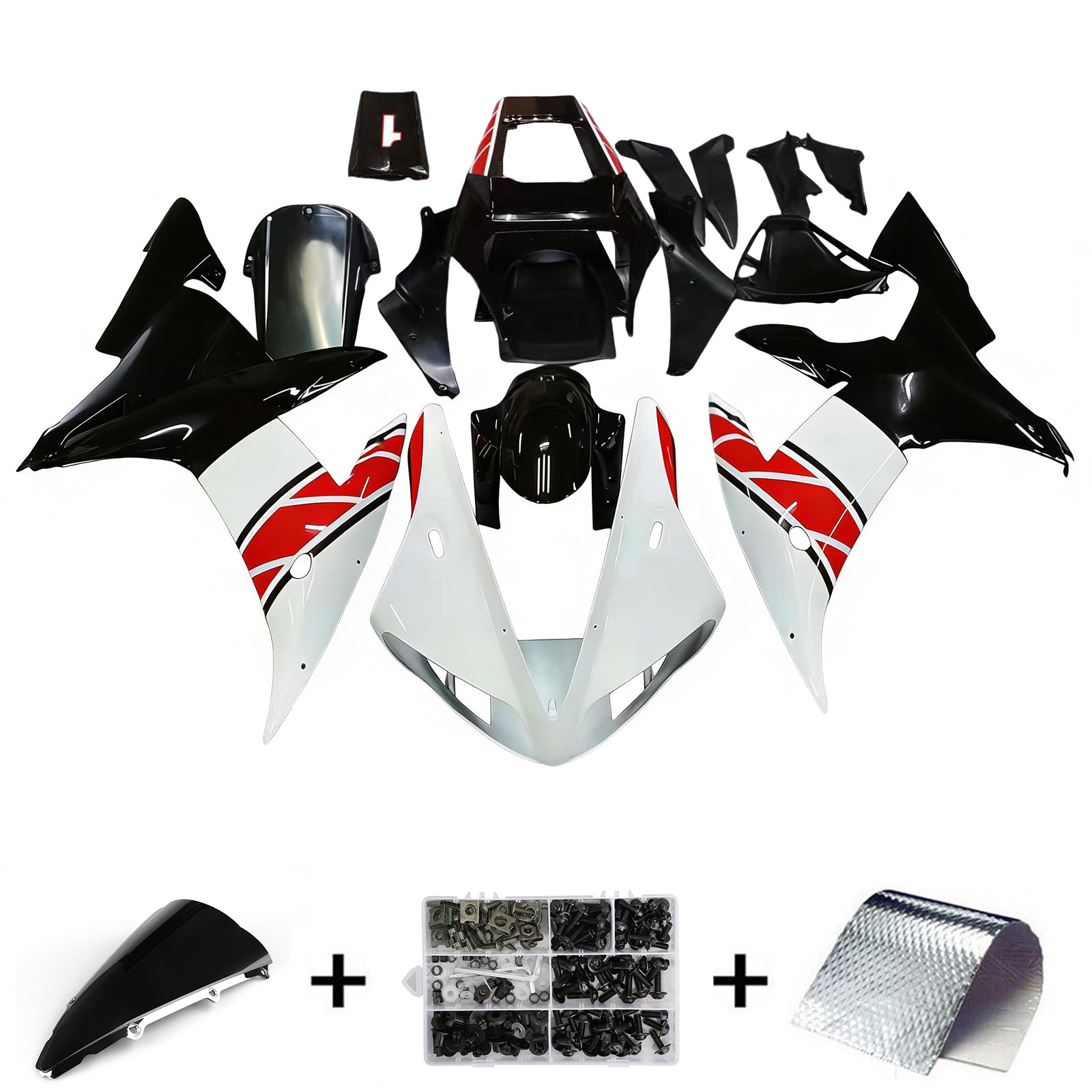Amotopart 2002-2003 Yamaha YZF-R1 Red&White Style2 Fairing Kit