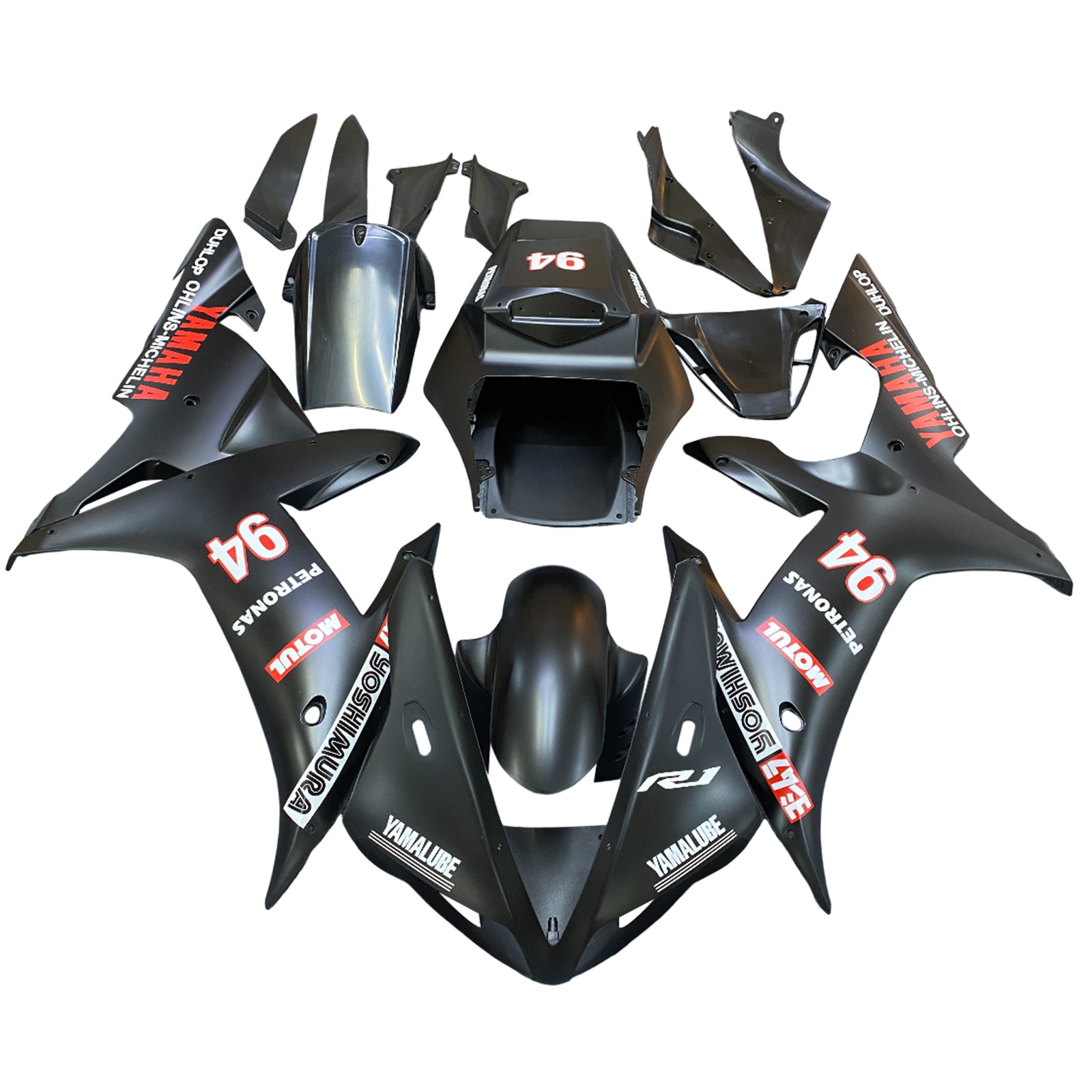 Amotopart 2002-2003 Yamaha YZF-R1 Black with Logo Fairing Kit