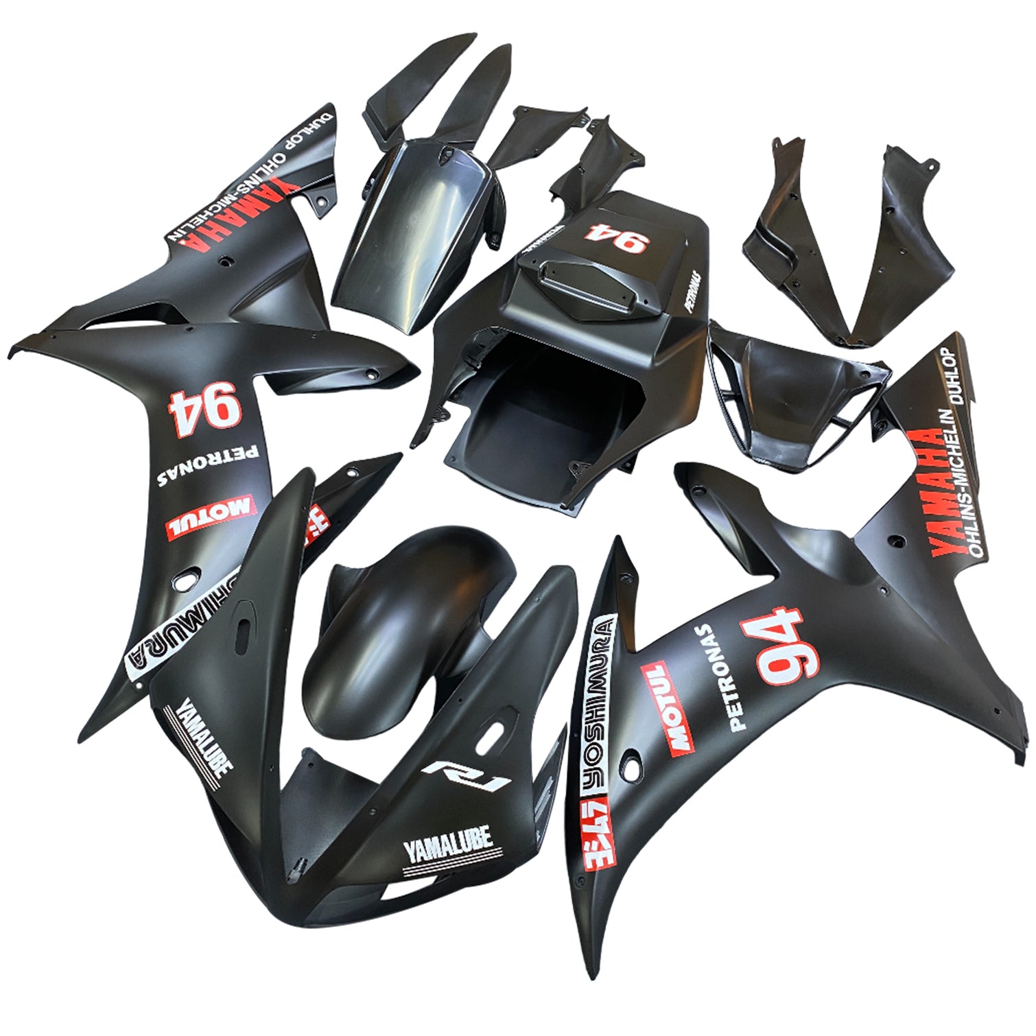 Amotopart 2002-2003 Yamaha YZF-R1 Black with Logo Fairing Kit