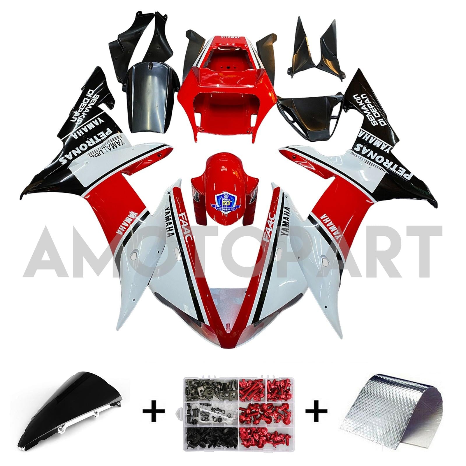 Amotopart 2002-2003 YZF-R1 Yamaha Black&Red Style4 Fairing Kit