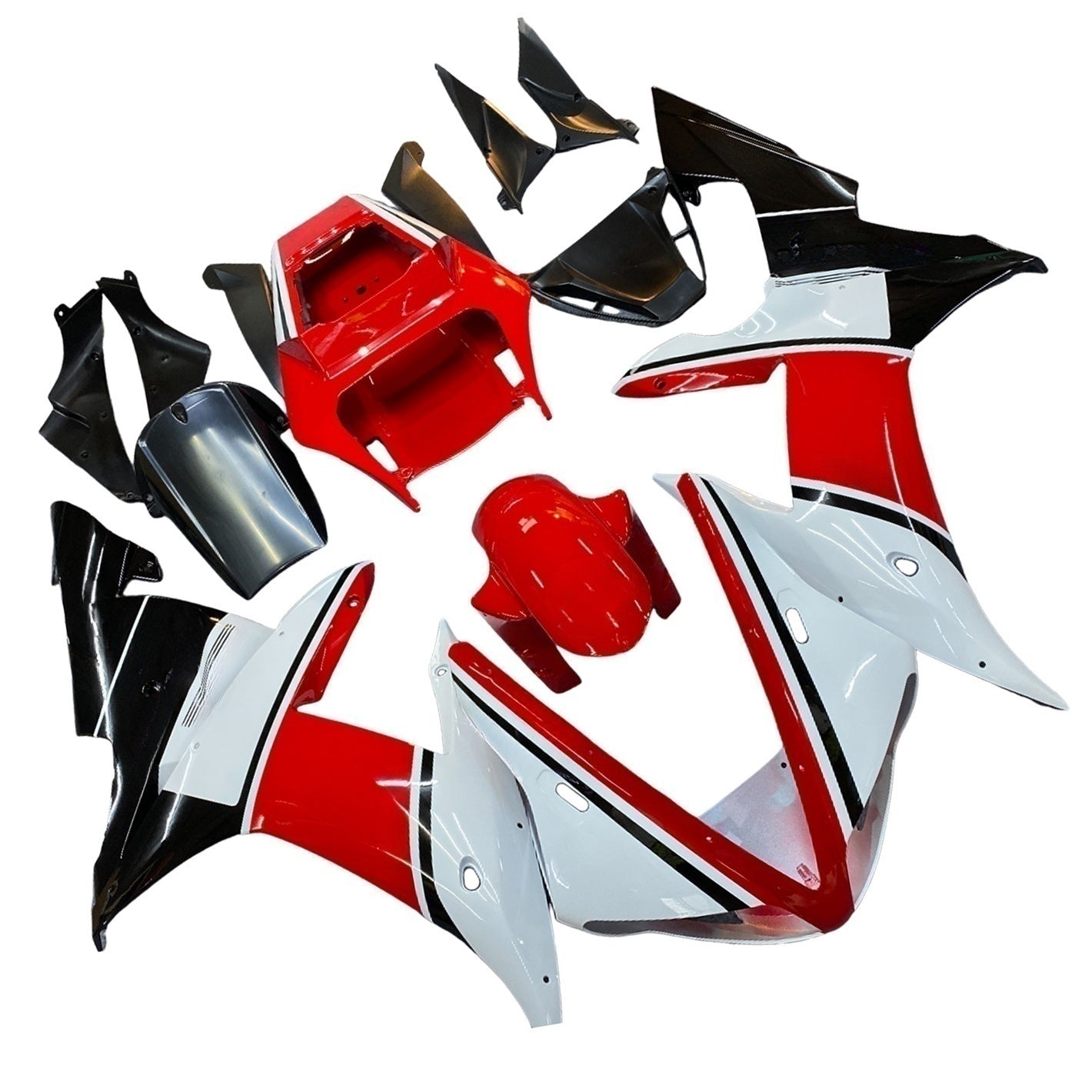 Amotopart 2002-2003 YZF-R1 Yamaha Kit carena Style4 nero e rosso