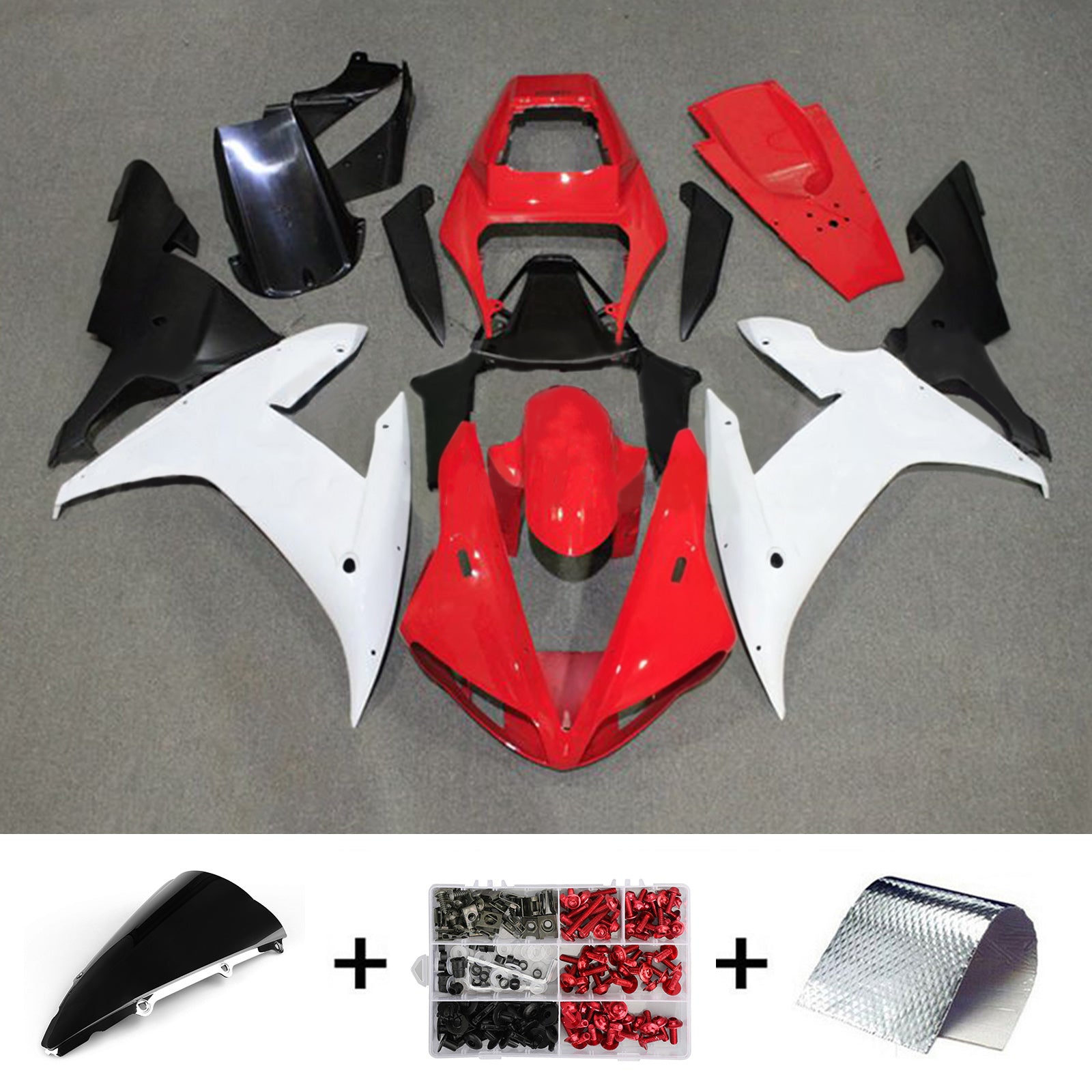 Amotopart 2002-2003 YZF-R1 Yamaha Black&Red Style5 Fairing Kit