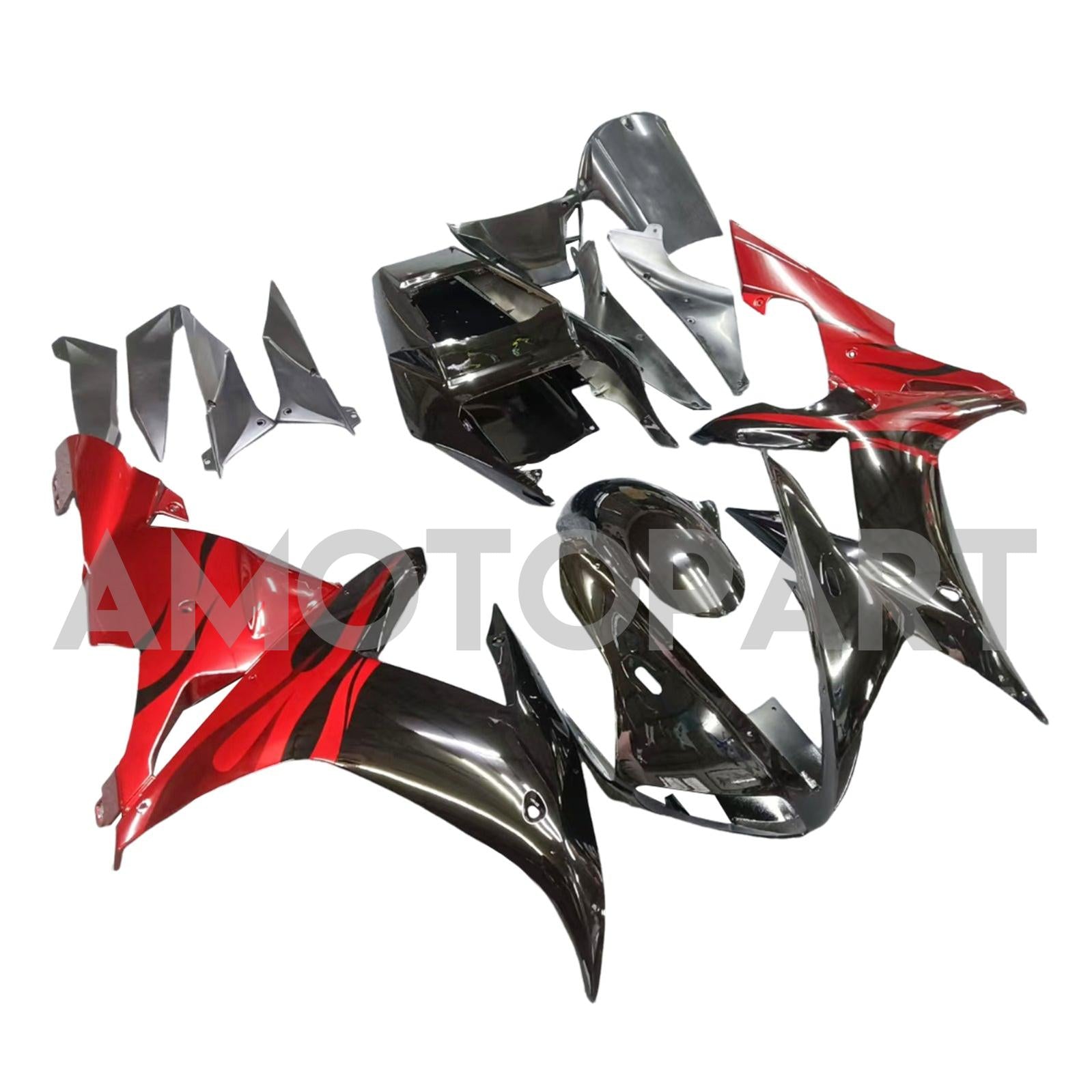 Amotopart 2002-2003 YZF-R1 Yamaha Black&Red Style1 Fairing Kit