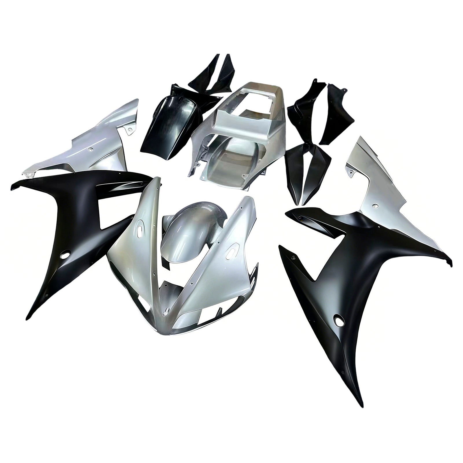Amotopart 2002-2003 YZF-R1 Yamaha Black & Silver Fairing Kit