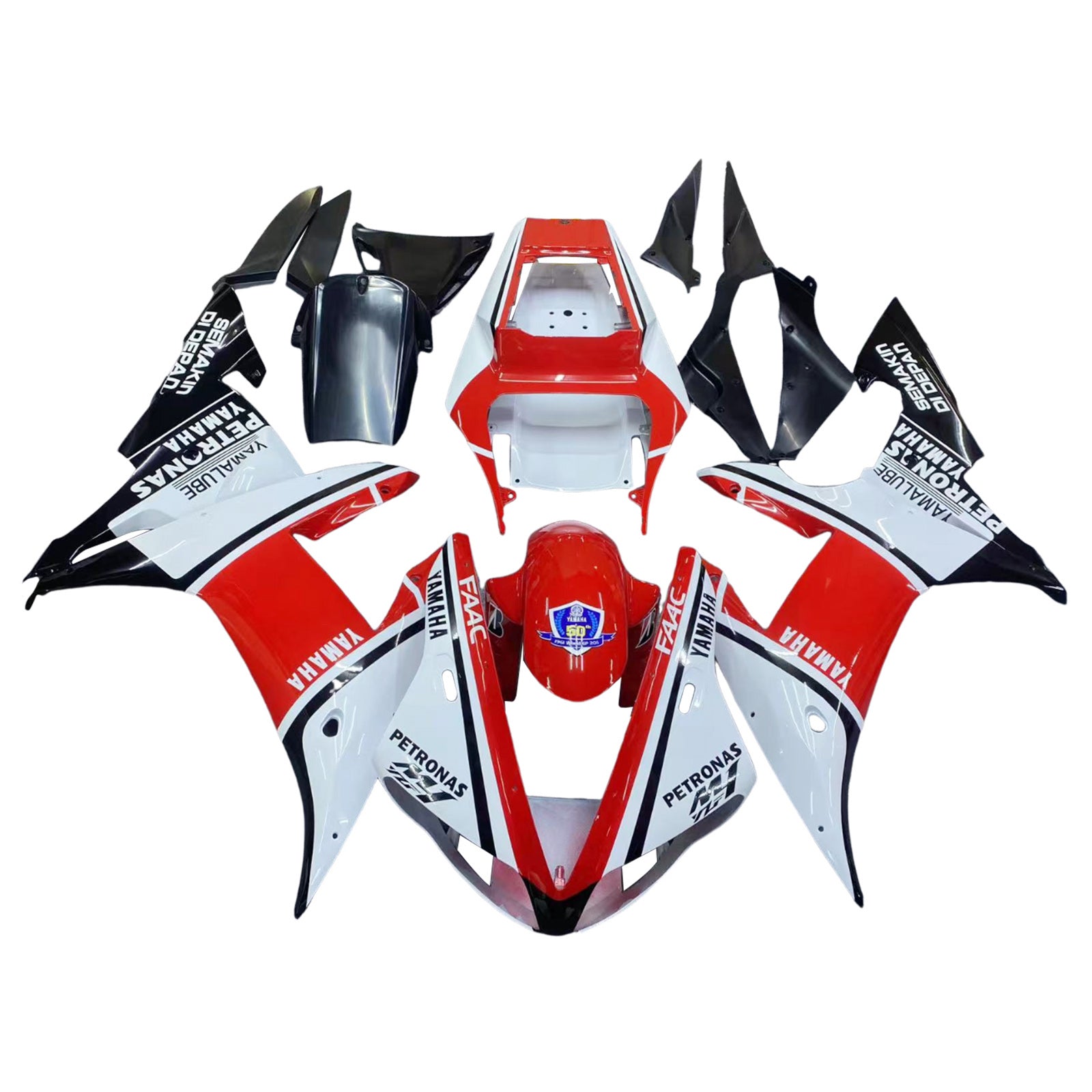 Amotopart Yamaha 2002-2003 YZF 1000 R1 White Red Fairing Kit