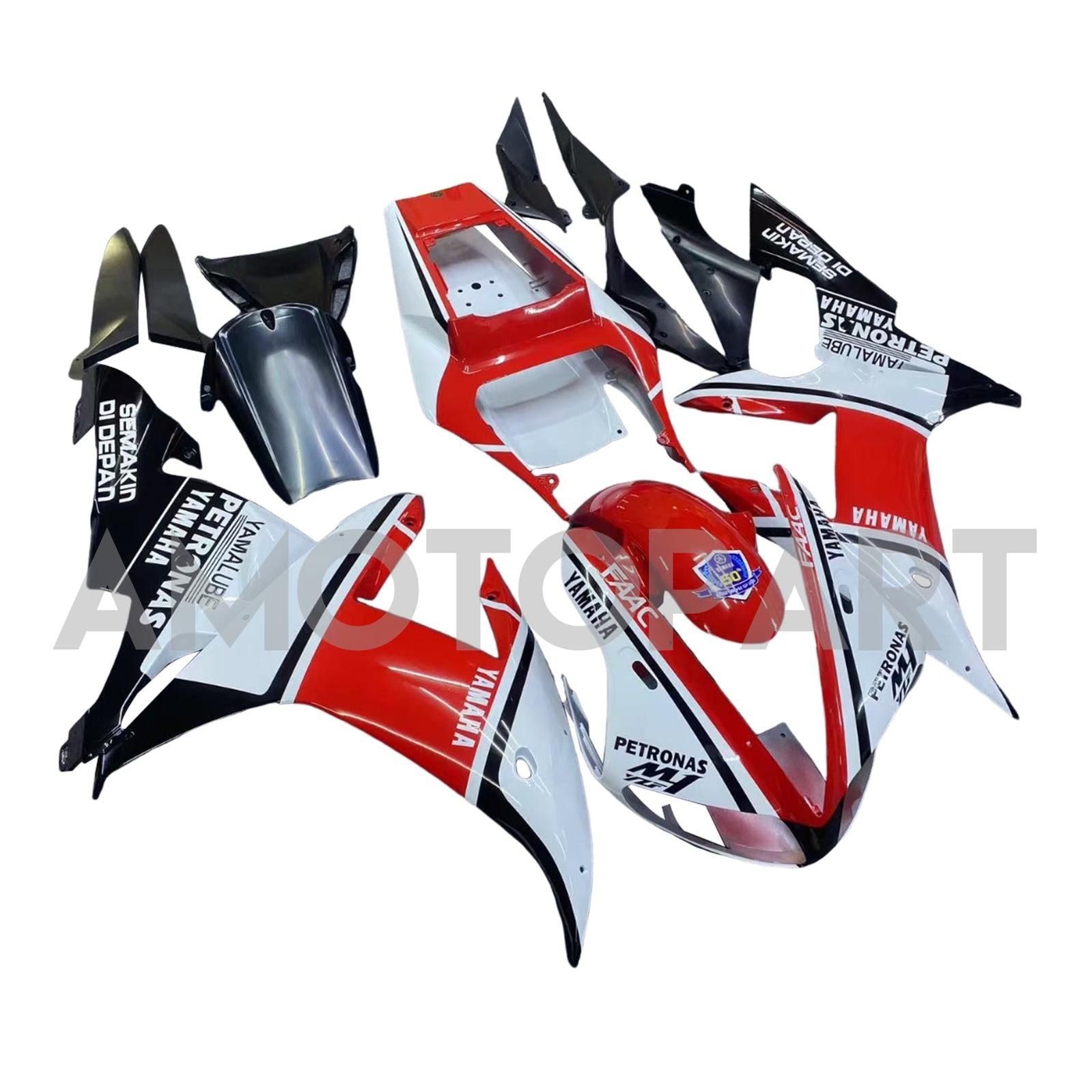 Amotopart Yamaha 2002-2003 YZF 1000 R1 White Red Fairing Kit