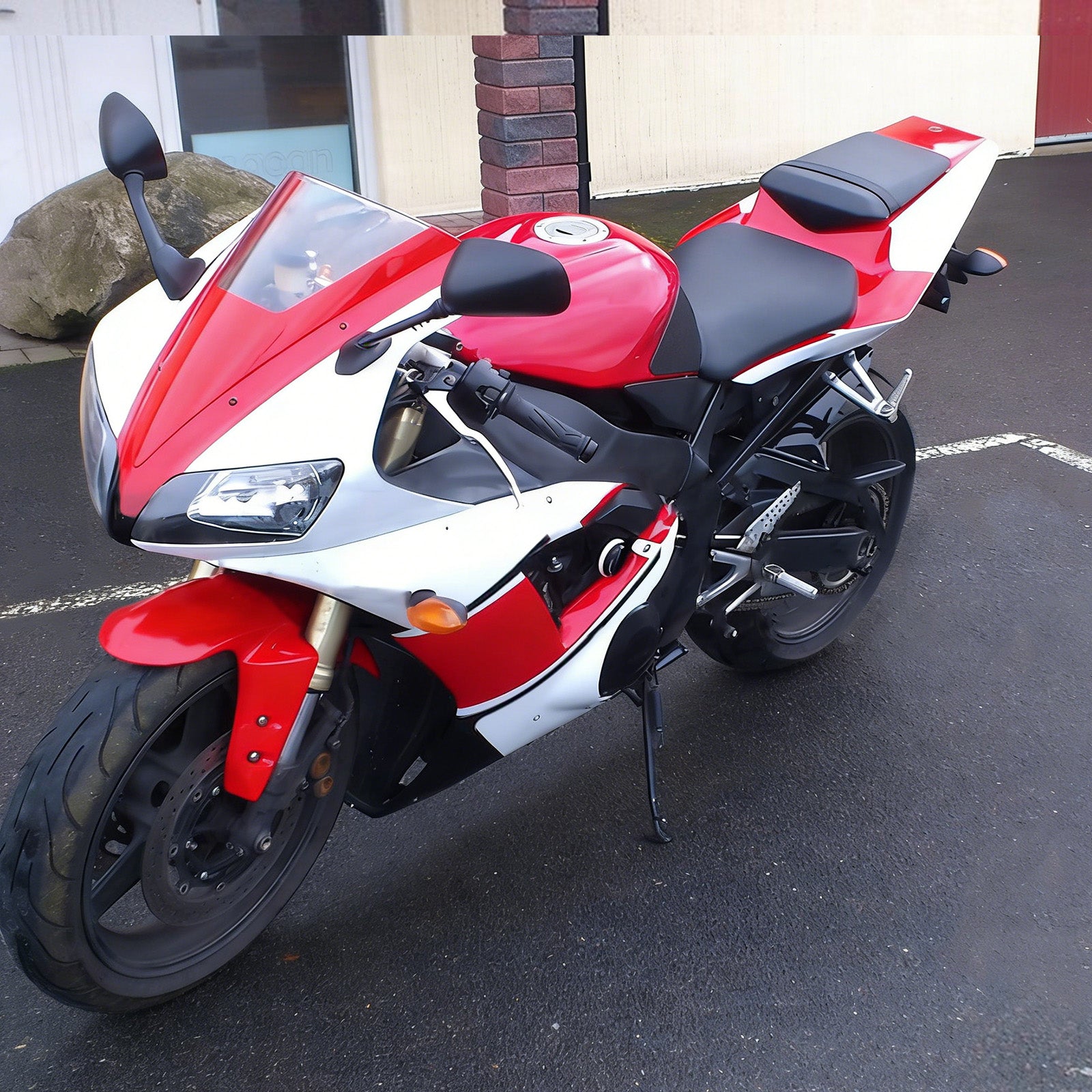 Amotopart Yamaha 2002–2003 YZF 1000 R1 Weiß-Rot-Verkleidungsset