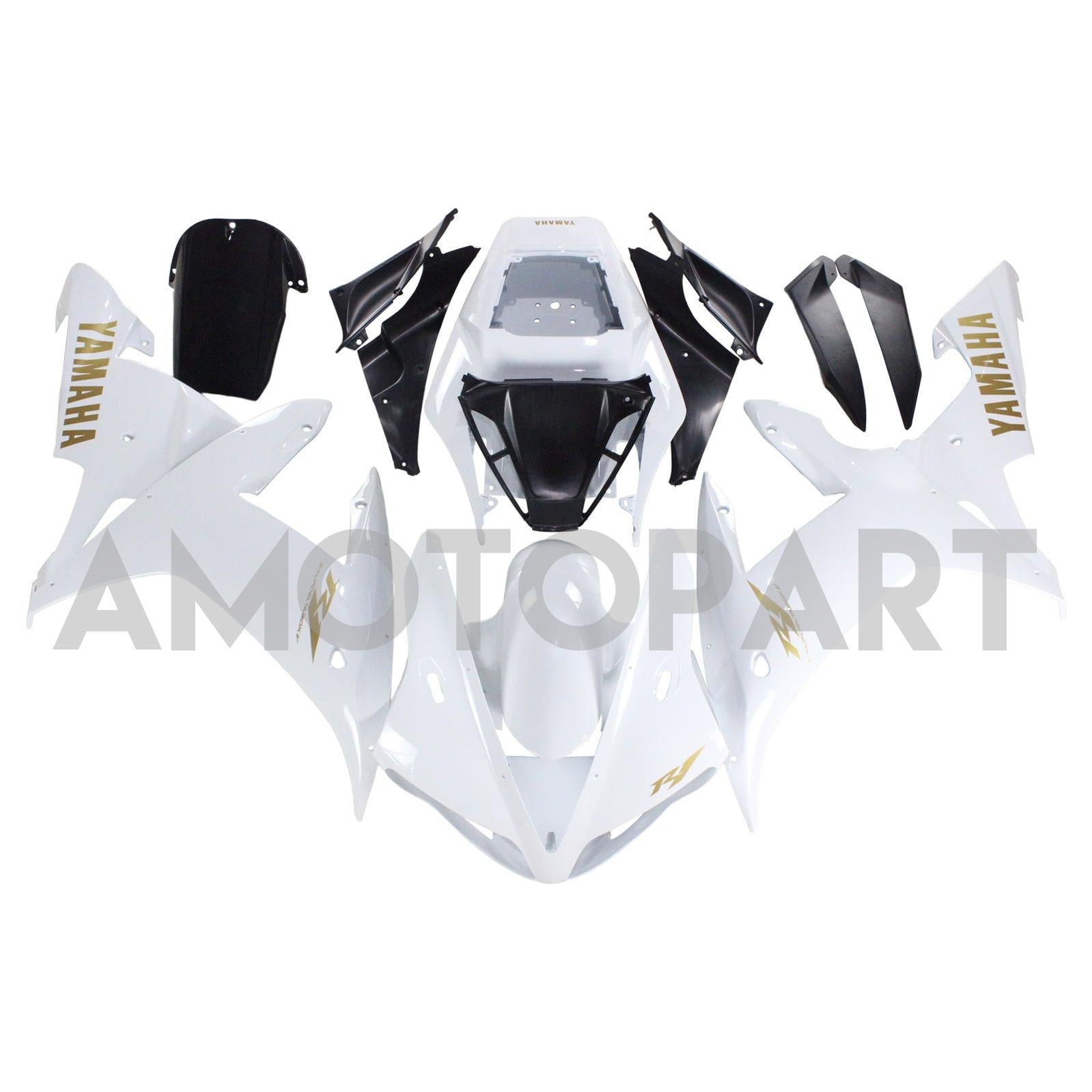 Amotopart Yamaha 2002-2003 YZF 1000 R1 White Golden Logo Fairing Kit