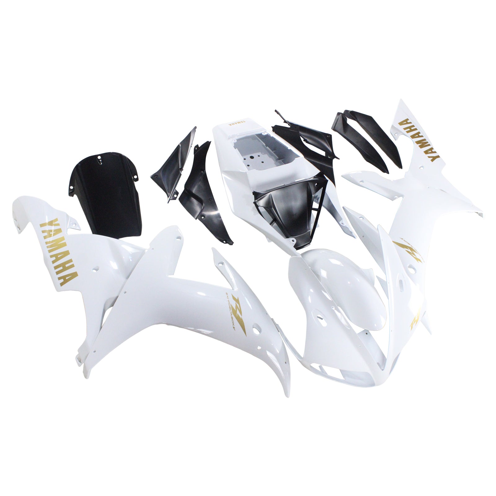 Amotopart Yamaha 2002-2003 YZF 1000 R1 White Golden Logo Fairing Kit