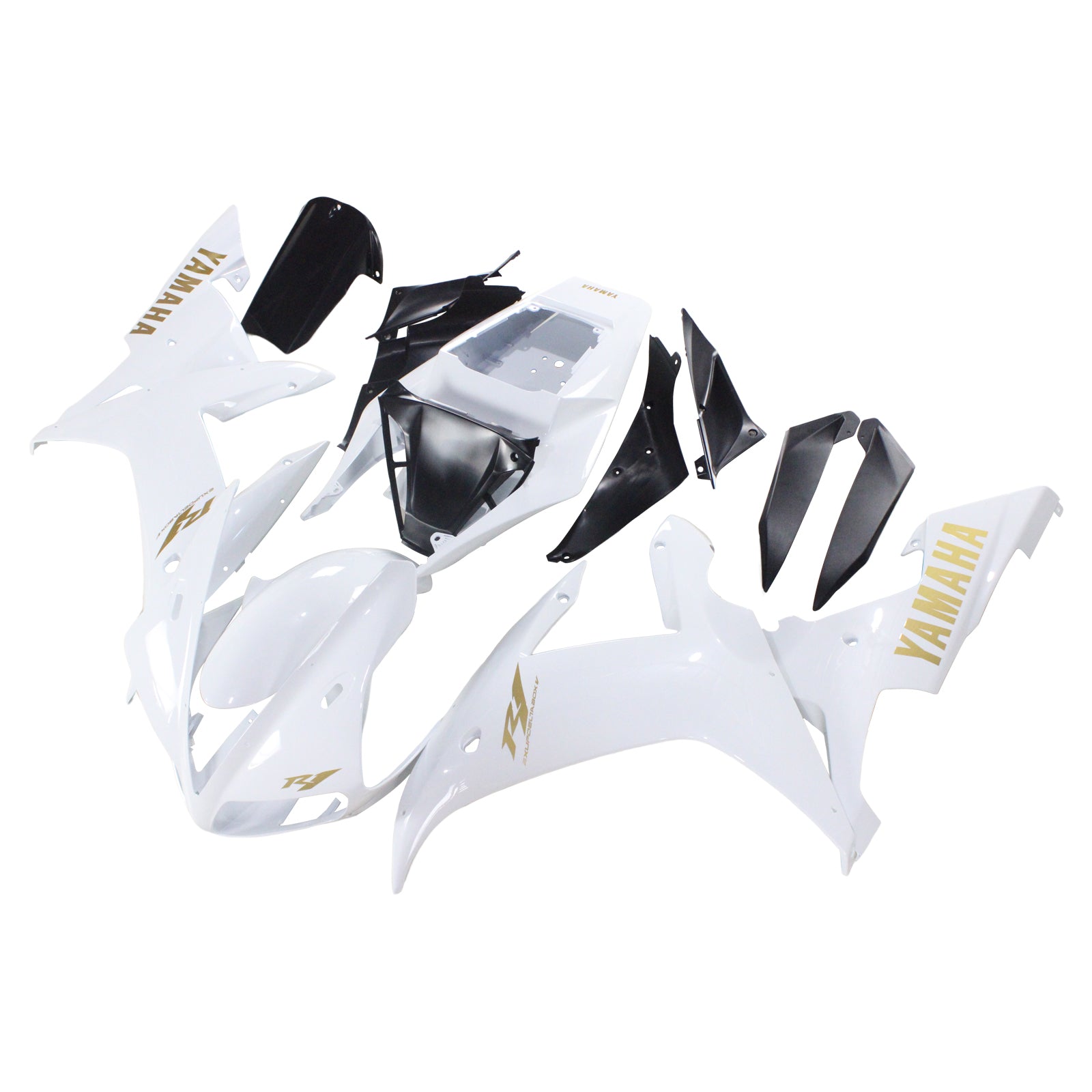 Amotopart Yamaha 2002-2003 YZF 1000 R1 White Golden Logo Fairing Kit