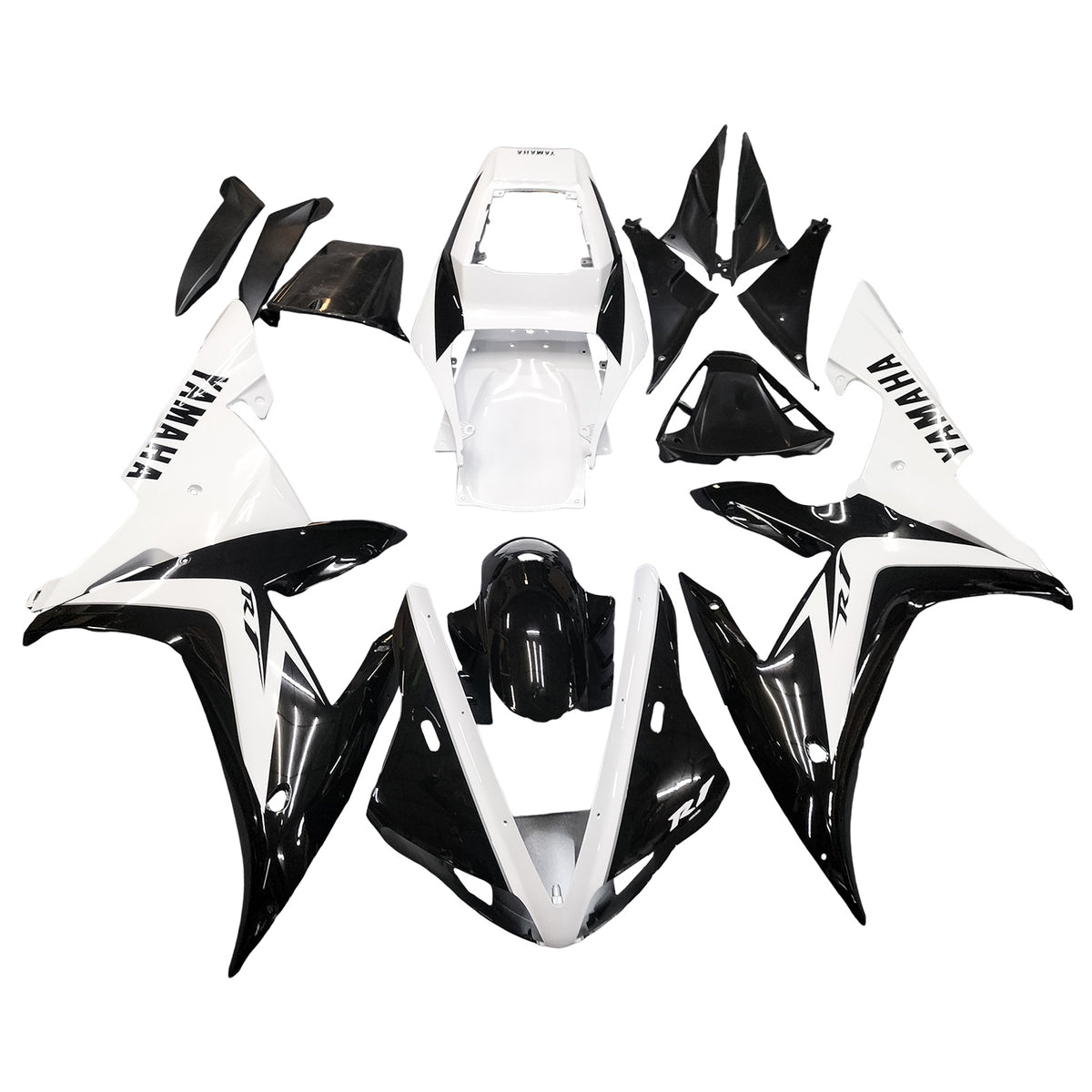 Amotopart Yamaha 2002-2003 YZF 1000 R1 Black Mix White Fairing Kit