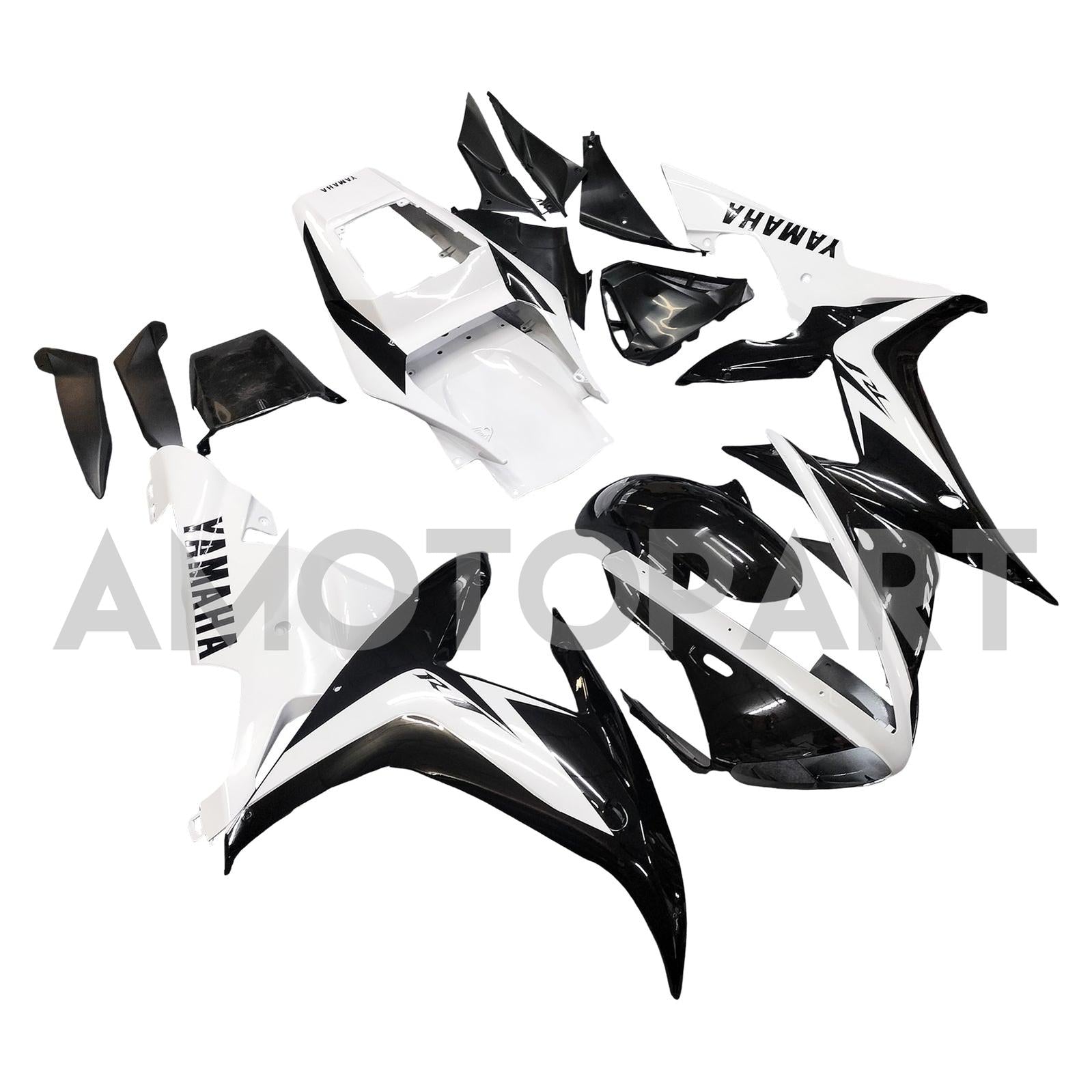 Amotopart Yamaha 2002-2003 YZF 1000 R1 Black Mix White Fairing Kit