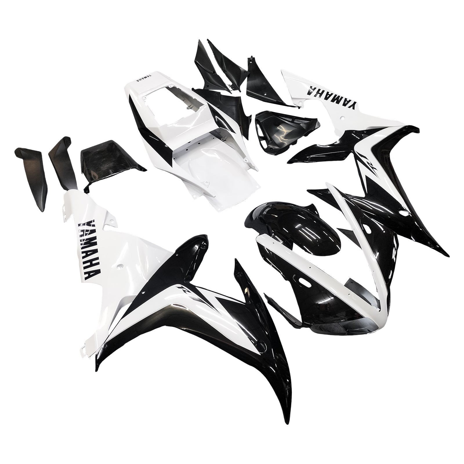 Amotopart Yamaha 2002-2003 YZF 1000 R1 Black Mix White Fairing Kit