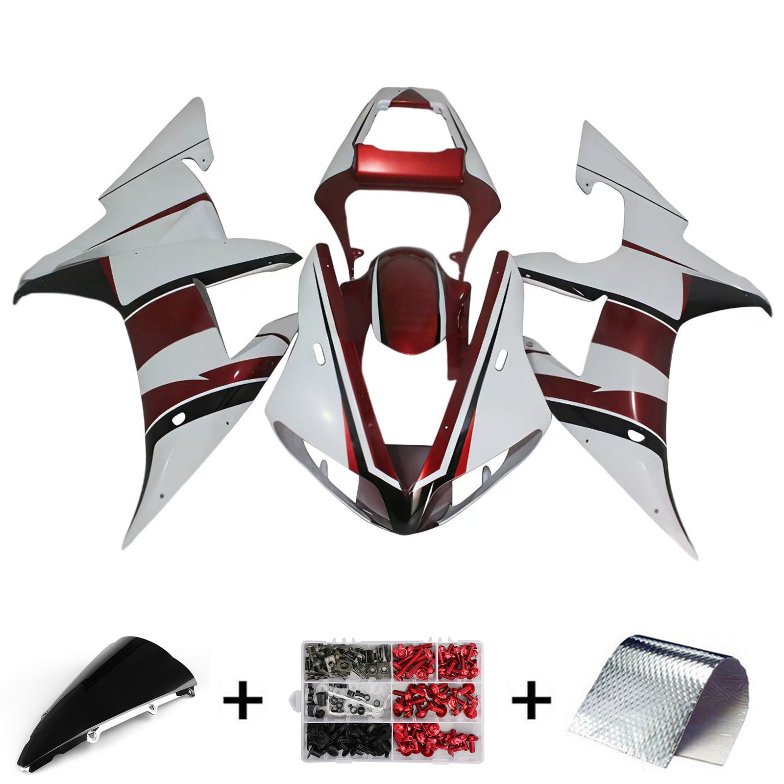 Amotopart 2002-2003 Yamaha YZF R1 White Red Fairing Kit