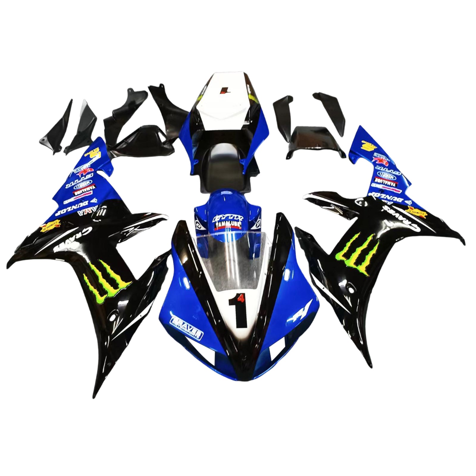 Kit carena Amotopart 2002-2003 Yamaha YZF R1 nero blu