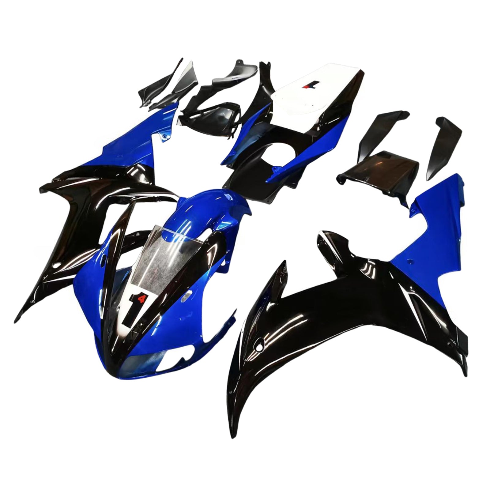 Amotopart 2002-2003 Yamaha YZF R1 Kit de carenagem azul preto