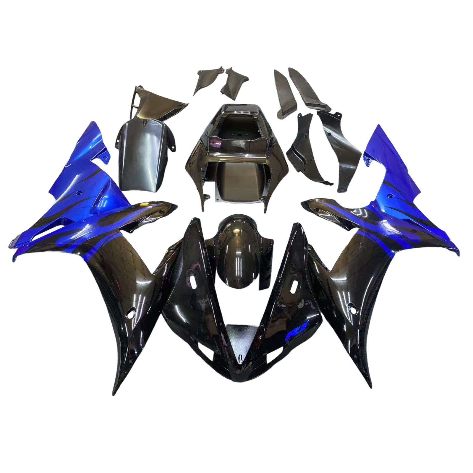 Amotopart 2002-2003 Yamaha YZF R1 Blue Black Fairing Kit