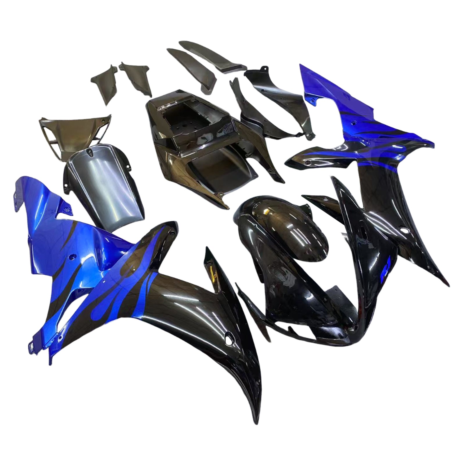 Amotopart 2002-2003 Yamaha YZF R1 Kit de carenagem preta azul