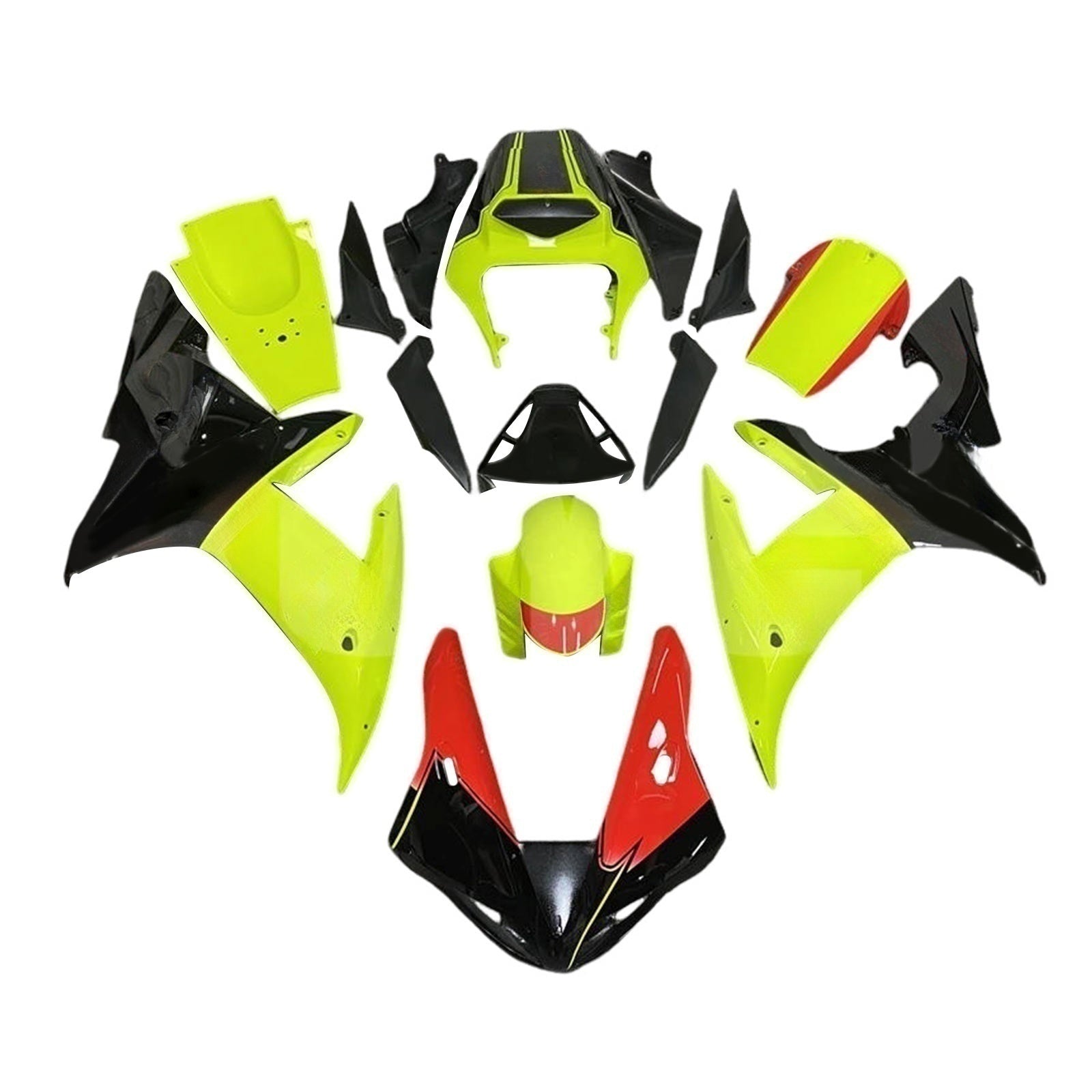 Amotopart 2002-2003 Kit carena Yamaha YZF R1 nero rosso verde chiaro giallo