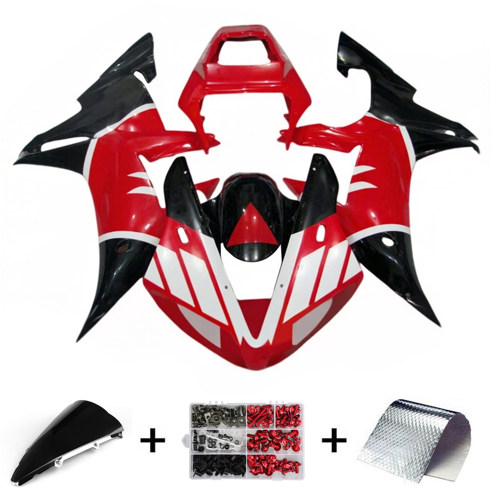 Amotopart 2002-2003 Yamaha YZF R1 White Black Red Fairing Kit