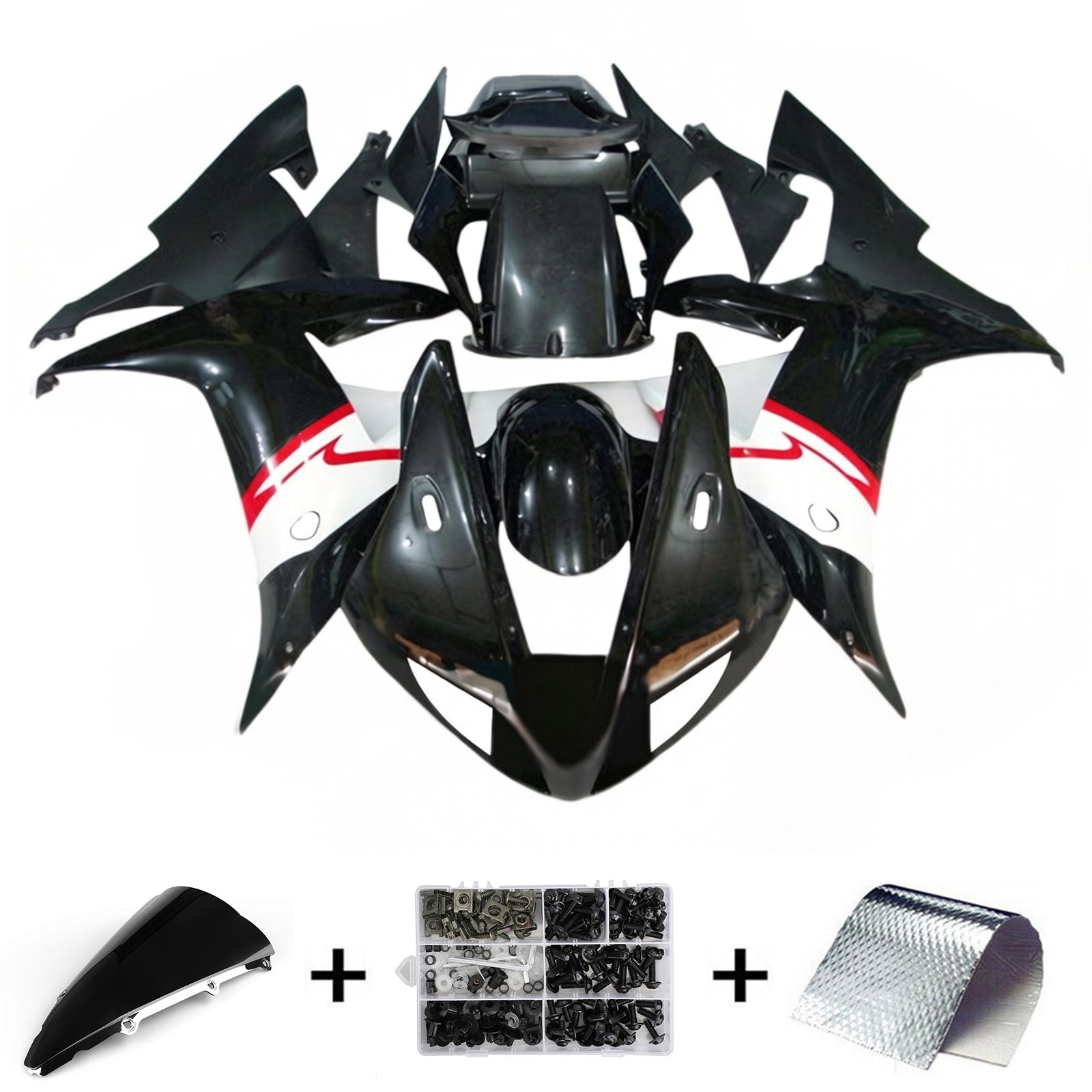 Amotopart 2002-2003 Yamaha YZF R1 White Black Fairing Kit