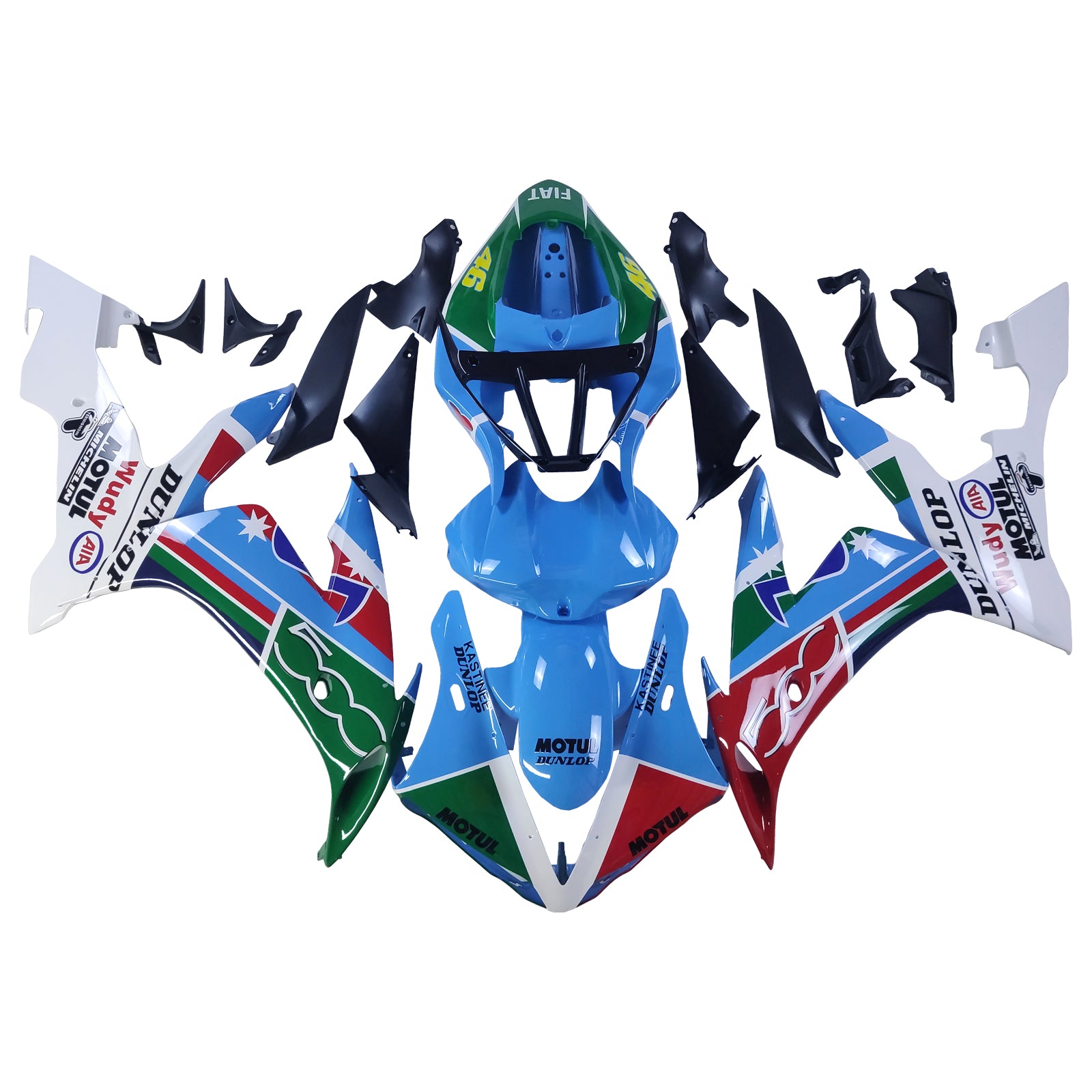 Amotopart Yamaha 2004-2006 YZF 1000 R1 White Blue Red Fairing Kit