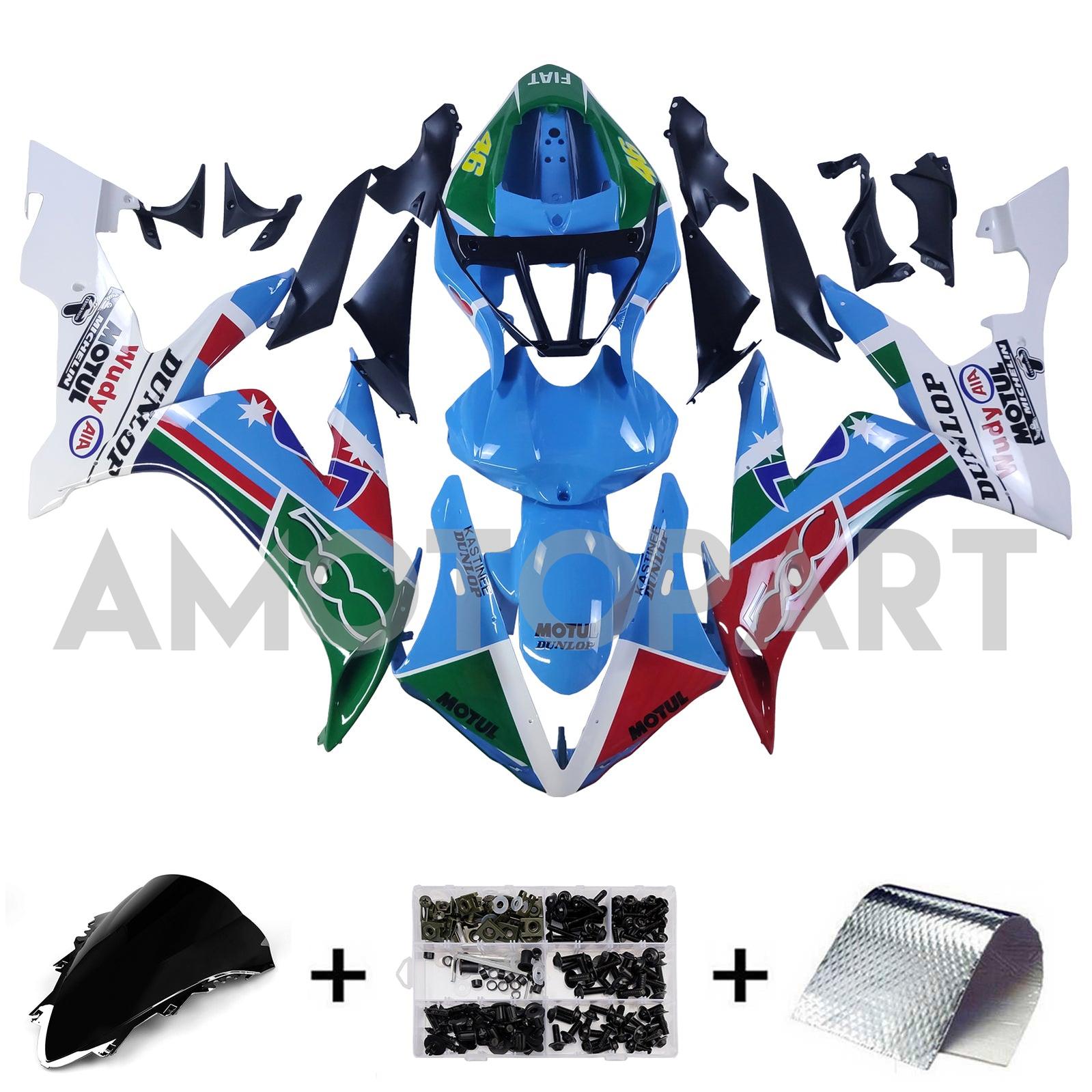 Amotopart Yamaha 2004-2006 YZF 1000 R1 White Golden Logos Realing Kit
