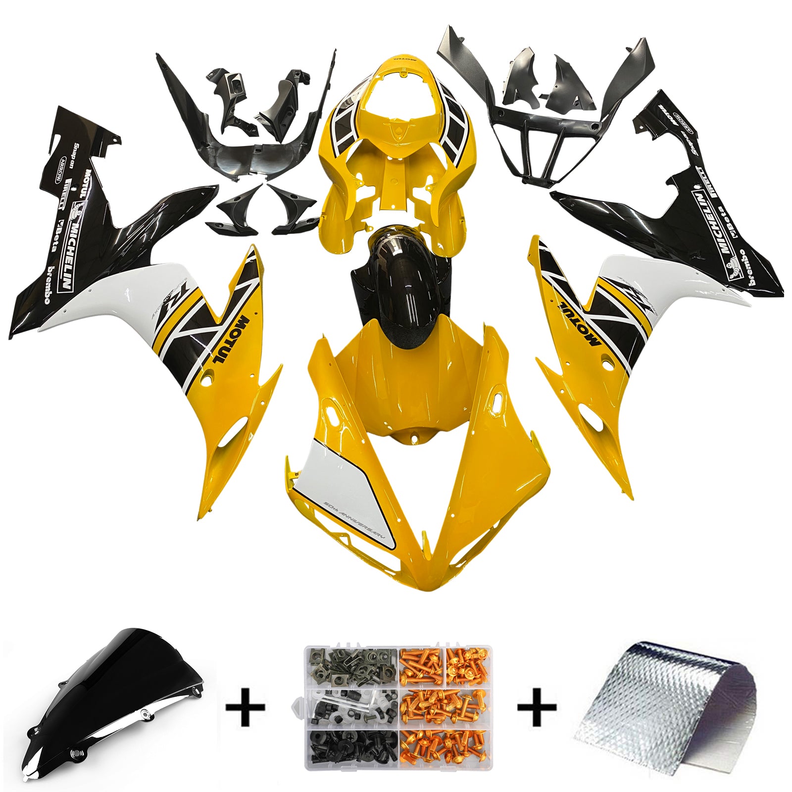 Amotopart 2004-2006 Yamaha YZF-R1 Yellow&Black Fairing Kit