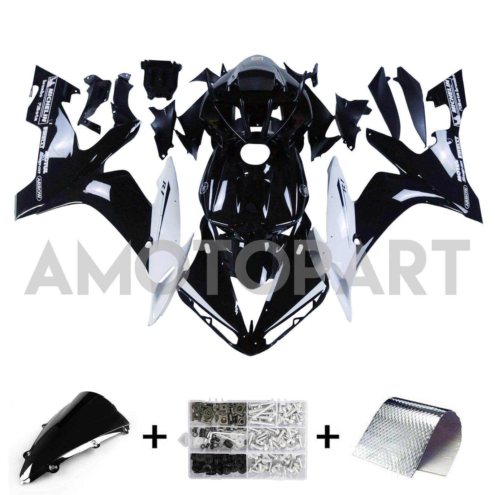 Amotopart 2004-2006 Yamaha YZF-R1 Black & White Fairing Kit