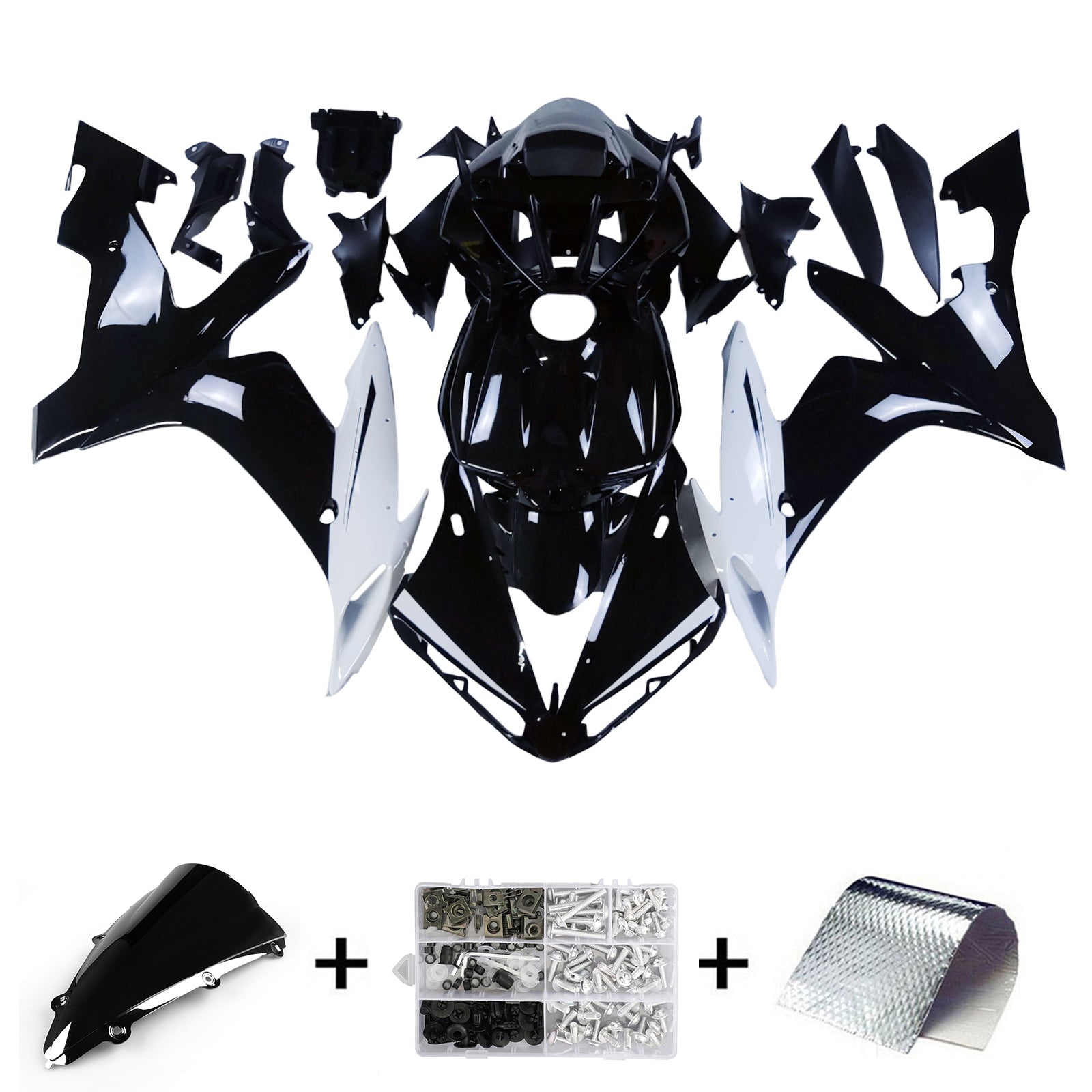 Amotopart 2004-2006 Yamaha YZF-R1 Black & White Fairing Kit
