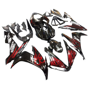 Amotopart 2004-2006 Yamaha R1 Fairing Black with Red flame Kit