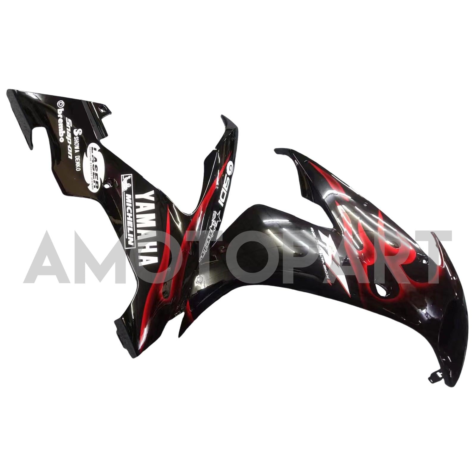Amotopart 2004-2006 Yamaha R1 Fairing Black with Red flame Kit