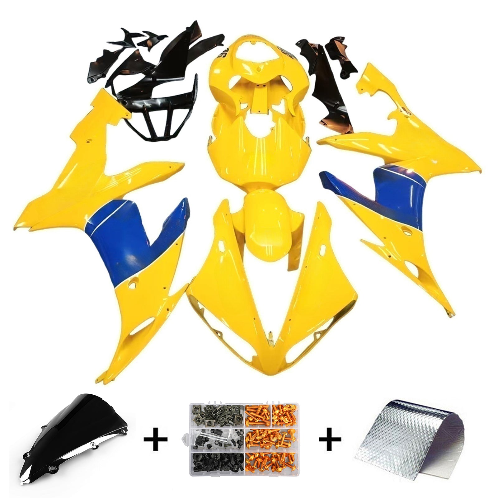 Amotopart 2004-2006 Yamaha YZF 1000 R1 Yellow Blue Fairing Kit