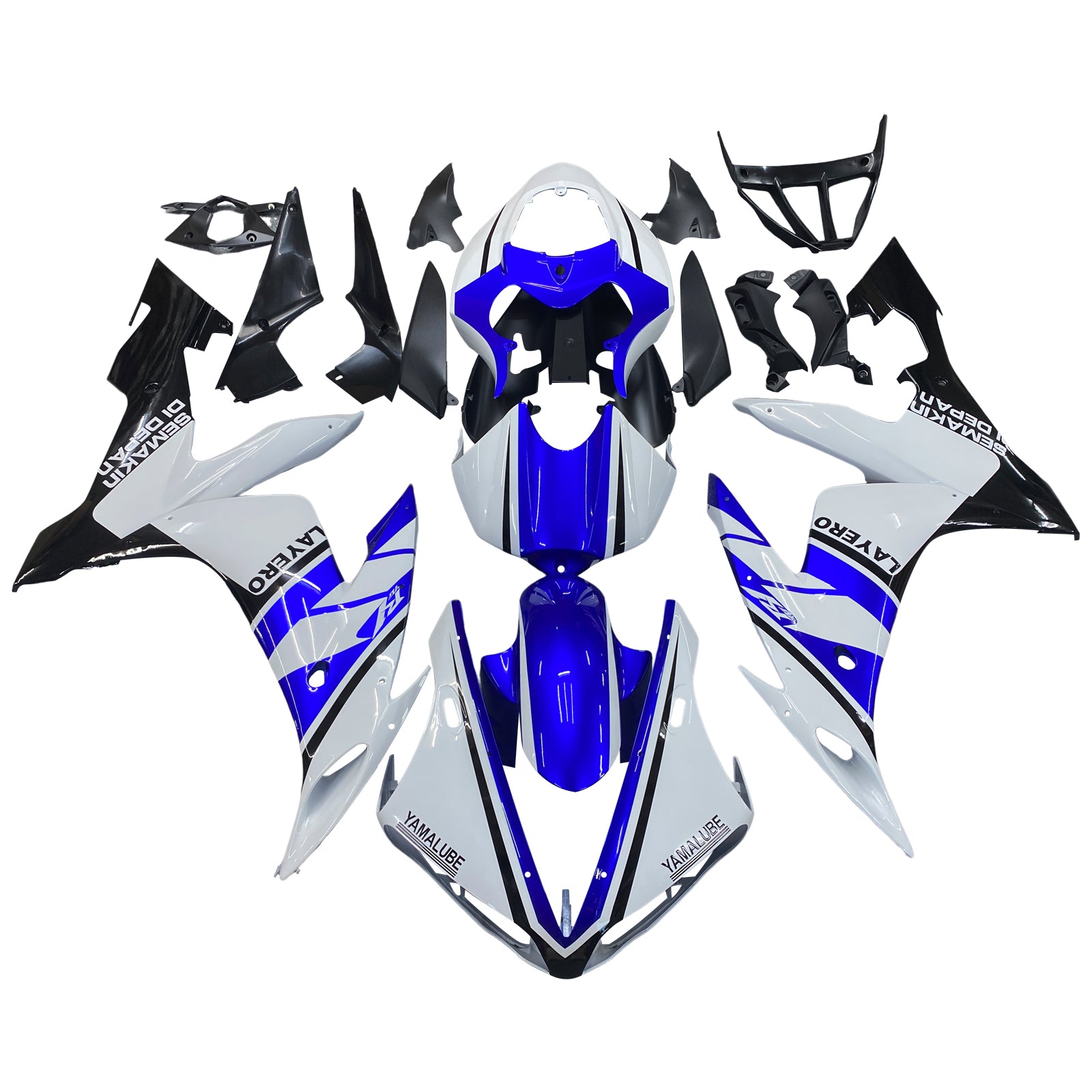 Amotopart Yamaha YZF 1000 R1 2004–2006 weiß-blaues Style2-Verkleidungsset