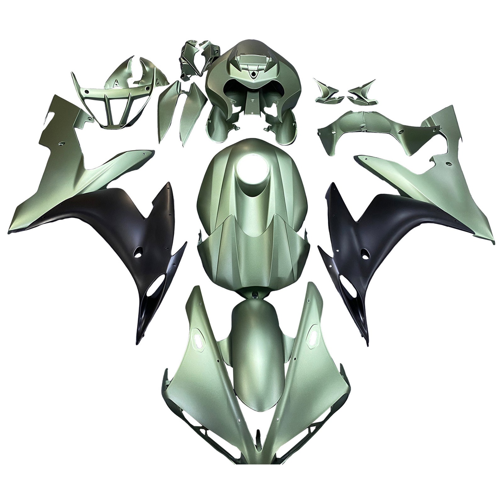 Amotopart 2004-2006 YZF 1000 R1 ヤマハ マットグリーン&ブラック フェアリングキット