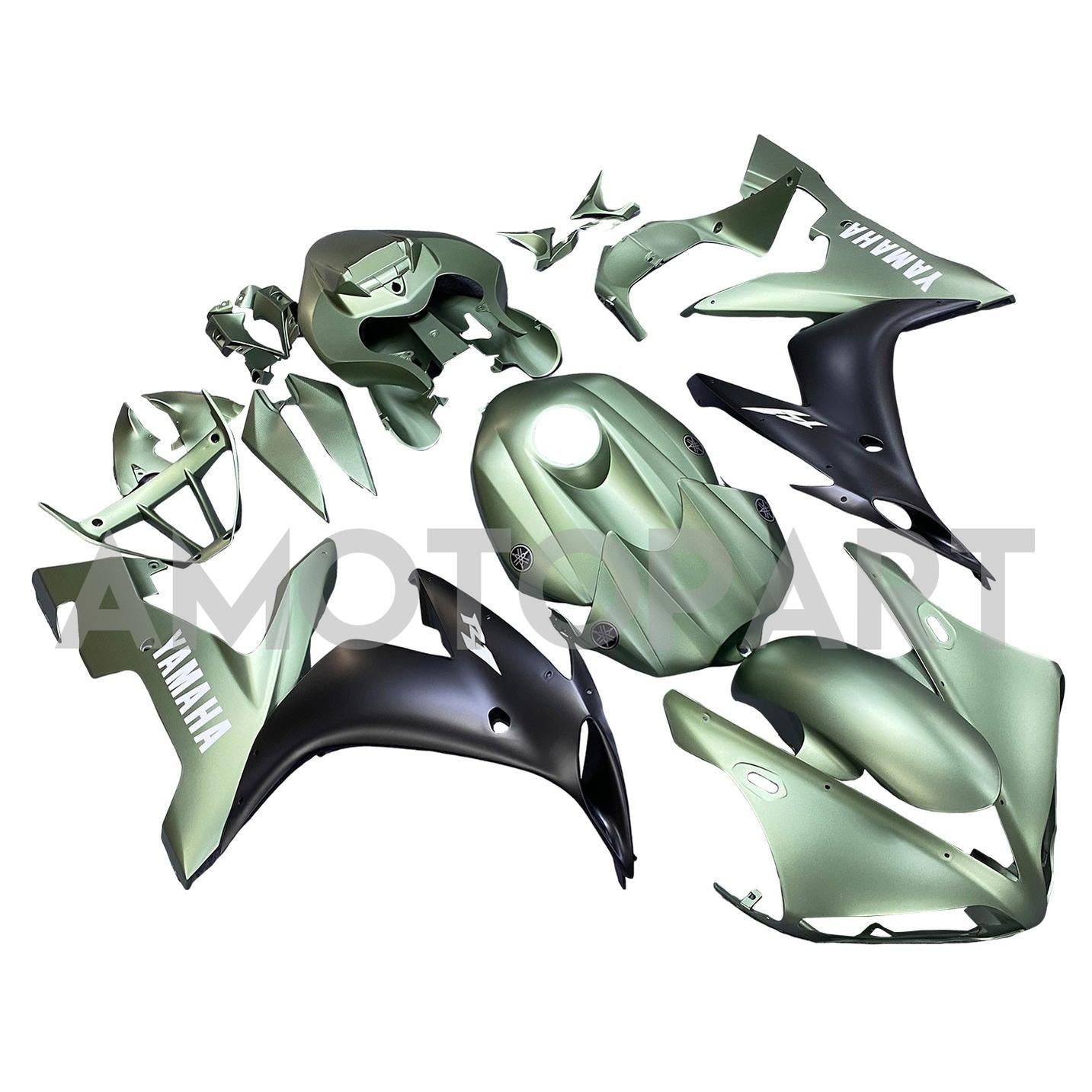Amotopart 2004-2006 YZF 1000 R1 Yamaha Kit de carenado verde mate y negro