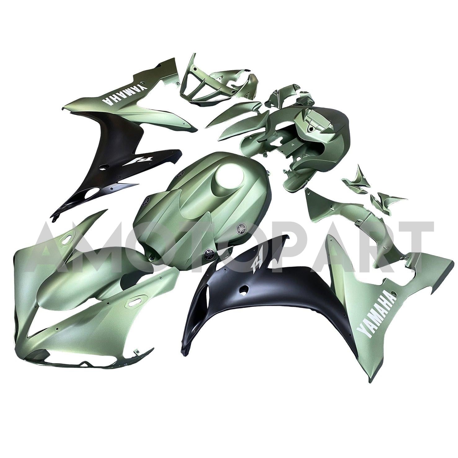 Amotopart 2004-2006 YZF 1000 R1 Yamaha Kit de carenado verde mate y negro